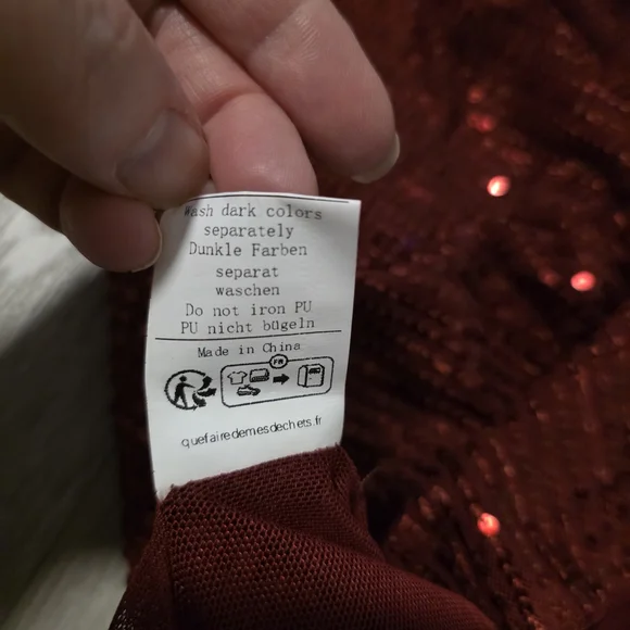 Elegant Red Sequin Blouse by Jostar - Picture 9 of 10